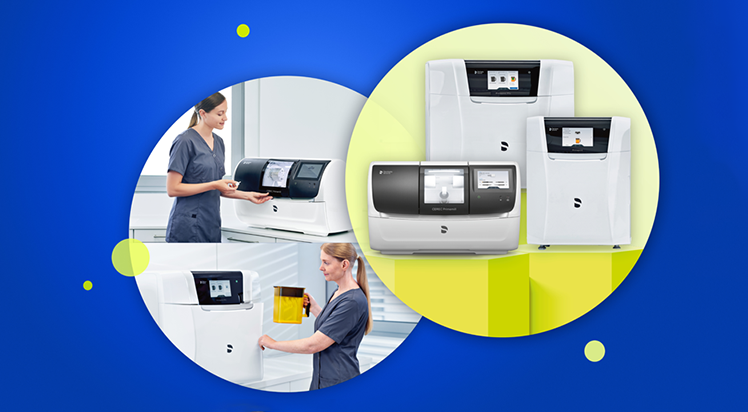 Image with dentist and assistant using CEREC Primemill and Primeprint